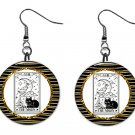 Tarot Card, Celestial, Moon, Sun, Stars Fantasy 1" Round Button Dangle Earrings Jewelry