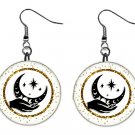 Celestial, Moon, Sun, Stars Fantasy 1" Round Button Dangle Earrings Jewelry