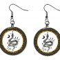Celestial, Snake, Moon, Sun, Stars Fantasy 1" Round Button Dangle Earrings Jewelry