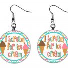 Ice Cream Treats 1" Round Button Dangle Earrings Jewelry