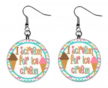 Ice Cream Treats 1" Round Button Dangle Earrings Jewelry