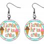 Ice Cream Treats 1" Round Button Dangle Earrings Jewelry