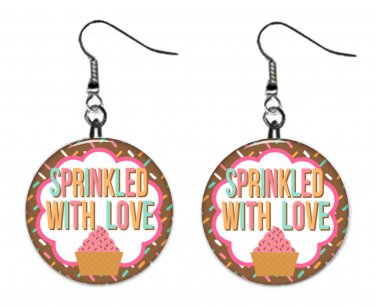 Ice Cream Treats 1" Round Button Dangle Earrings Jewelry