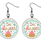 Ice Cream Treats 1" Round Button Dangle Earrings Jewelry