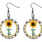 Sunflower & Faith Religious Inspiration 1" Round Button Dangle Earrings Jewelry