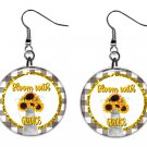 Sunflower & Faith Religious Inspiration 1" Round Button Dangle Earrings Jewelry