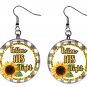 Sunflower & Faith Religious Inspiration 1" Round Button Dangle Earrings Jewelry
