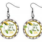Sunflower & Faith Religious Inspiration 1" Round Button Dangle Earrings Jewelry