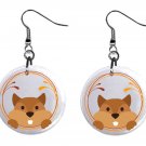 Cute Squirrel 1" Round Button Dangle Earrings Jewelry