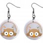 Cute Owl 1" Round Button Dangle Earrings Jewelry