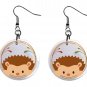Cute Hedgehog 1" Round Button Dangle Earrings Jewelry