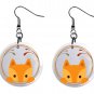 Cute Fox 1" Round Button Dangle Earrings Jewelry