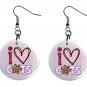 I Love Cats 1" Round Button Dangle Earrings Jewelry