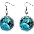 Aquarius Zodiac Horoscope 1" Round Button Dangle Earrings Jewelry