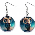 Aries Zodiac Horoscope 1" Round Button Dangle Earrings Jewelry