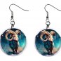 Aries Zodiac Horoscope 1" Round Button Dangle Earrings Jewelry