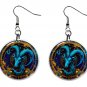 Capricorn Zodiac Horoscope 1" Round Button Dangle Earrings Jewelry
