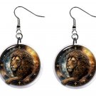 Leo Zodiac Horoscope 1" Round Button Dangle Earrings Jewelry