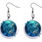 Pisces Zodiac Horoscope 1" Round Button Dangle Earrings Jewelry