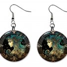 Virgo Zodiac Horoscope 1" Round Button Dangle Earrings Jewelry