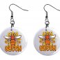 Bumble Bee Queen Bee 1" Round Button Dangle Earrings Jewelry