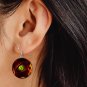 Dragon Eye PRINTED 1" Round Button Dangle Earrings Jewelry