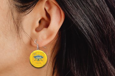 Twisted Tea Design 1" Round Button Dangle Earrings Jewelry