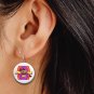 Cartoon Taz Tasmanian Devil 1" Round Button Dangle Earrings Jewelry