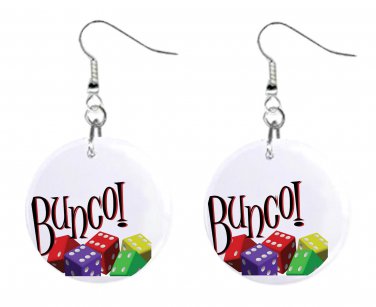 Bunco Game 1" Round Button Dangle Earrings Jewelry