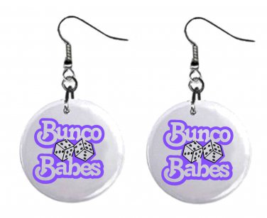 Bunco Babes Game 1" Round Button Dangle Earrings Jewelry