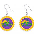 Mardi Gras Mask, Fat Tuesday 1" Round Button Dangle Earrings Jewelry