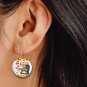 Retro Pinup Girl Burger Babe Cartoon 1" Round Button Dangle Earrings Jewelry