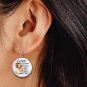 Retro Pinup Girl, Drink Coffee Design Jewelry Metal Button Novelty Earrings