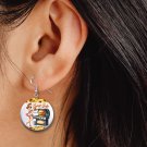 Retro Pinup Girl, Burger Babe Design Jewelry Metal Button Novelty Earrings