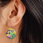 Funny Retro Pinup Girl, Coffee Design Jewelry Metal Button Novelty Earrings