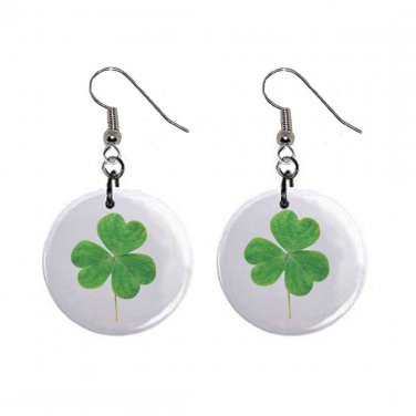 Three Leaf Clover Shamrock St. Patricks Day Dangle 1 in Button Earrings Jewelry