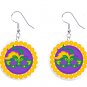 Mardi Gras Masks Fat Tuesday Button Earrings Jewelry 1" Dangle MADE IN USA - NEW