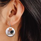 Pomeranian Dog Pet Lover Button Earrings Jewelry 1" Dangle MADE IN USA - NEW