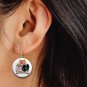 Pomeranian Dog Pet Lover Button Earrings Jewelry 1" Dangle MADE IN USA - NEW