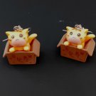 Orange Tabby Cat in a Box Dangle Earrings Jewelry appx 1.5 in Long  Plastic NEW