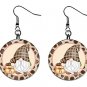 Cute Gnome w Coffee Dangle Earrings Jewelry 1 inch Buttons - Made in USA