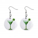 Clover Shamrock Martini St. Patricks Day Dangle 1 in Button Earrings Jewelry