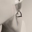 Sideways Beaded Heart Silver Pierced Dangling Earring Jewelry, New - Anniversary