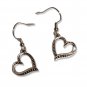 Sideways Beaded Heart Silver Pierced Dangling Earring Jewelry, New - Anniversary
