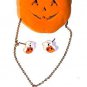Halloween Ghosts Necklace & Earring Set in Pumpkin Velour Gift Box Fashion NEW
