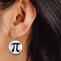 PI symbol Math Button Earrings Jewelry 1" Dangle MADE IN USA - NEW