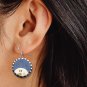 Let It Snow Peeking Snowman Button Earrings Jewelry Christmas Holidays, 1" Dangle MADE IN USA - NEW