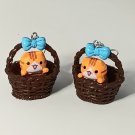 Orange Tabby Cat in a Basket Dangle Earrings Jewelry appx 1.5 inch Long  NEW