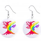 Gay Pride Rainbow Tree LGBTQ Button Earrings Jewelry 1" Dangle MADE IN USA - NEW