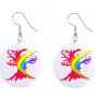 Gay Pride Rainbow Tree LGBTQ Button Earrings Jewelry 1" Dangle MADE IN USA - NEW